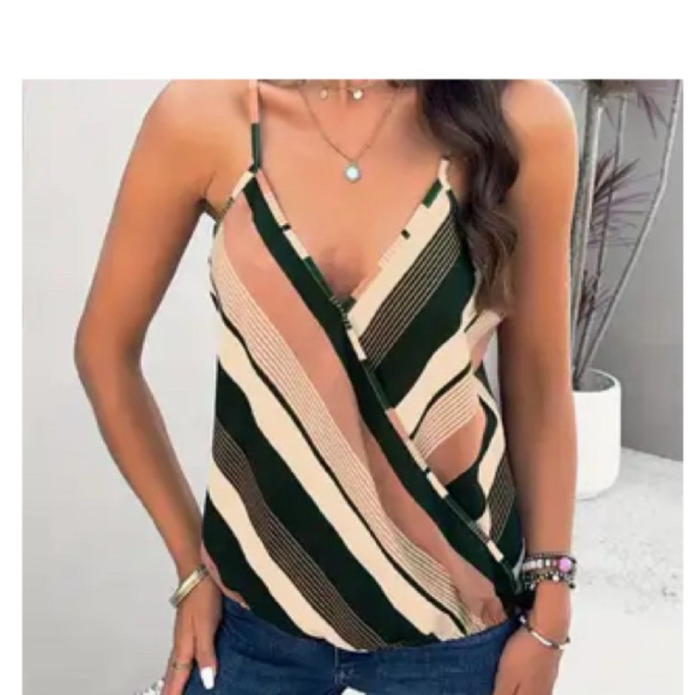Striped V-Neck Cami Top XL